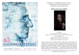 Koncert k 63. Chopinovu festivalu 2022 - Milena Kharaneka